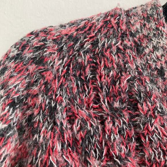 Vintage Kwon Shing 100% Wool Marled Cardigan Sweater Button Front Pink Large - Picture 2 of 7